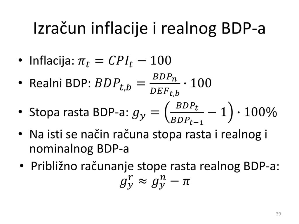 Izračun inflacije i realnog BDP-a
