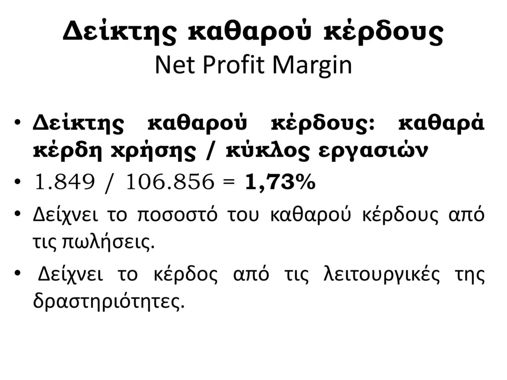 Δείκτης καθαρού κέρδους Net Profit Margin