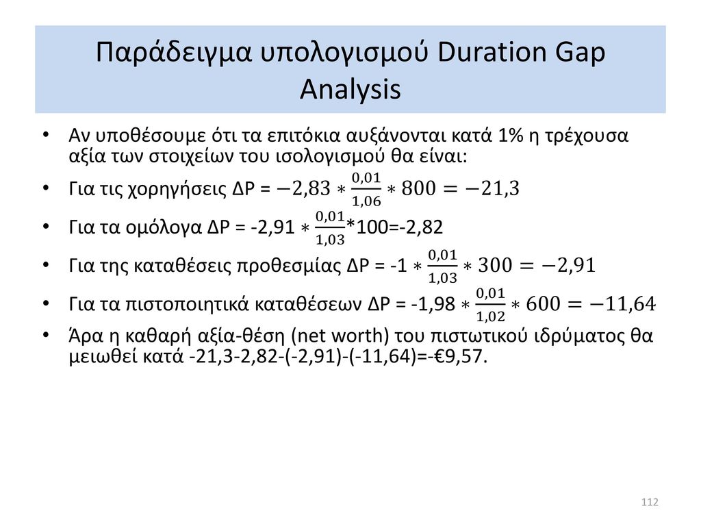 Παράδειγμα υπολογισμού Duration Gap Analysis