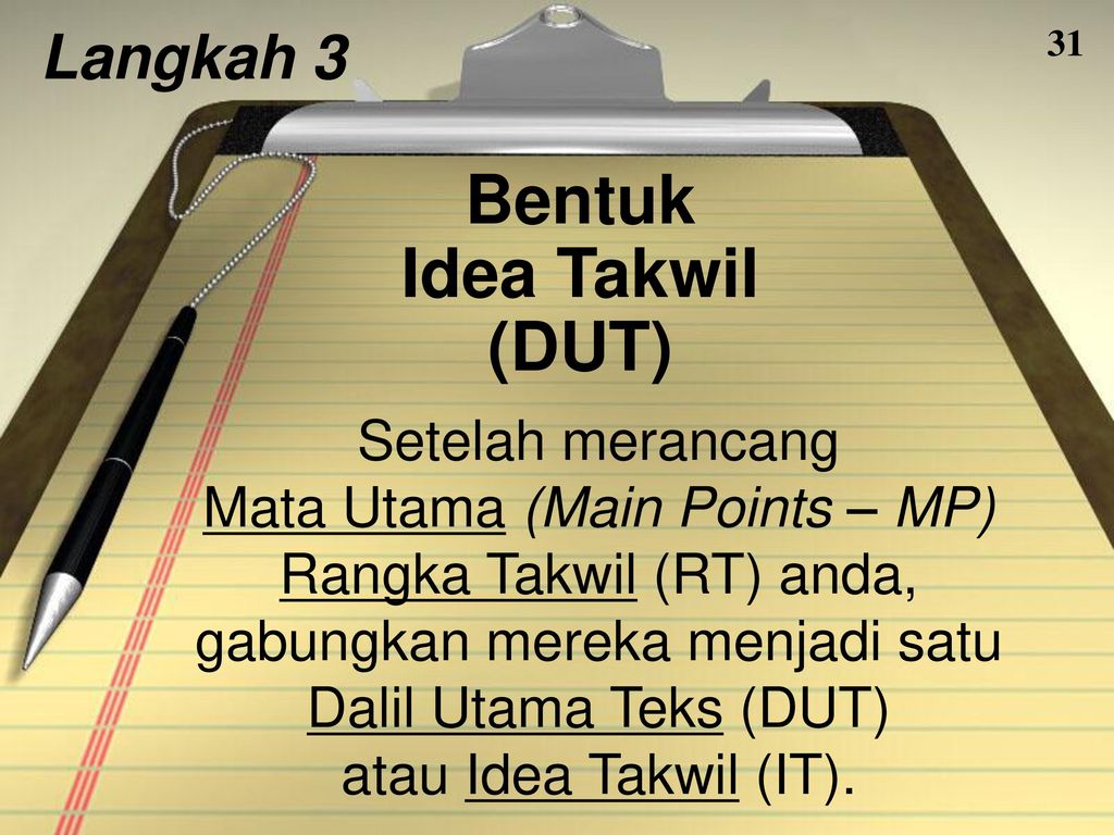 Mata Utama (Main Points – MP) Rangka Takwil (RT) anda,