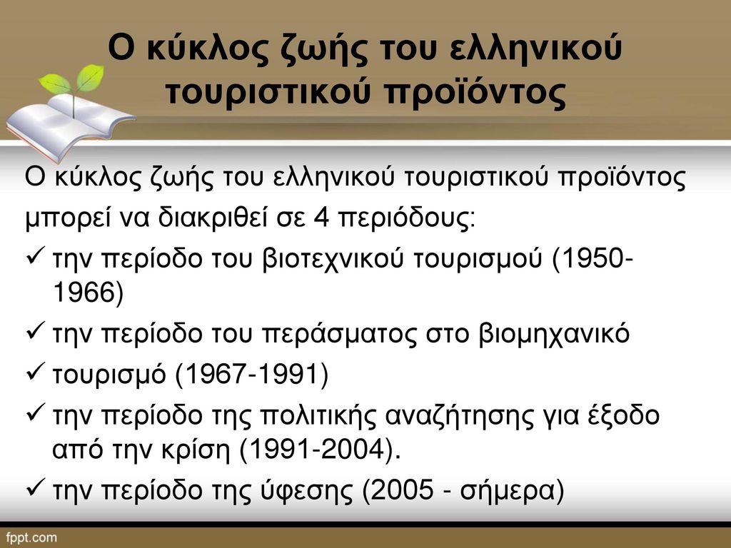Ο κύκλος ζωής του ελληνικού τουριστικού προϊόντος