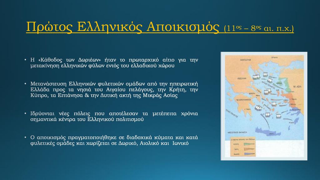 Πρώτος Ελληνικός Αποικισμός (11ος – 8ος αι. π.χ.)