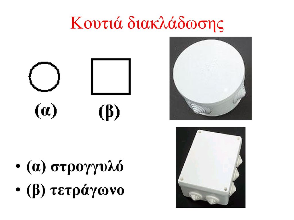 Κουτιά διακλάδωσης (α) στρογγυλό (β) τετράγωνο
