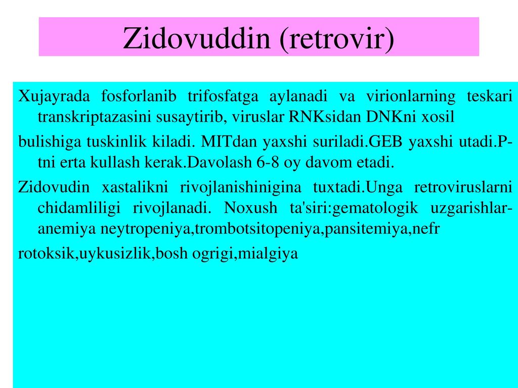 Zidovuddin (retrovir)