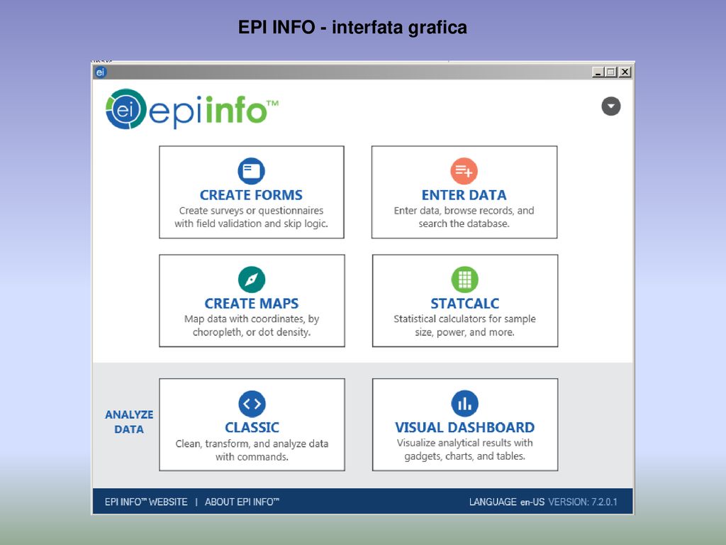 EPI INFO - interfata grafica