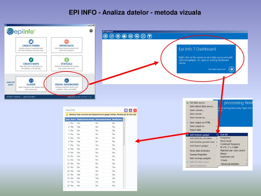 EPI INFO - Analiza datelor - metoda vizuala