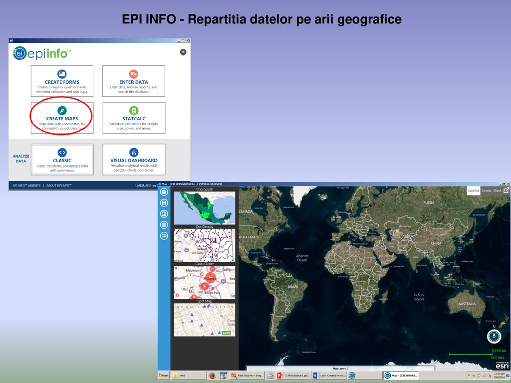 EPI INFO - Repartitia datelor pe arii geografice