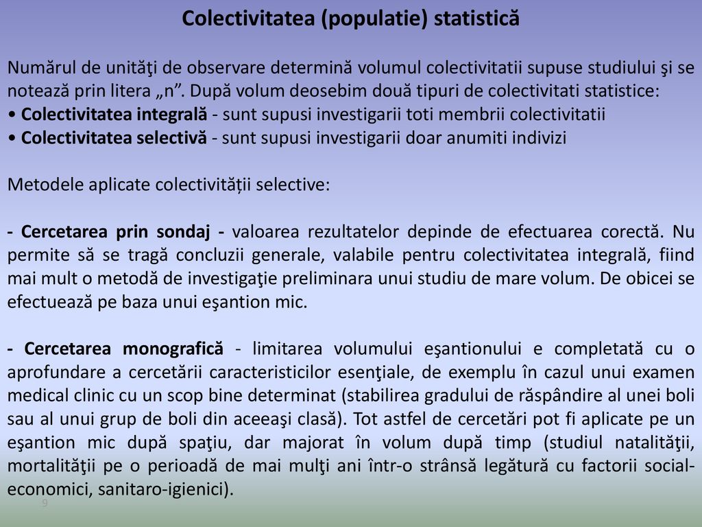 Colectivitatea (populatie) statistică