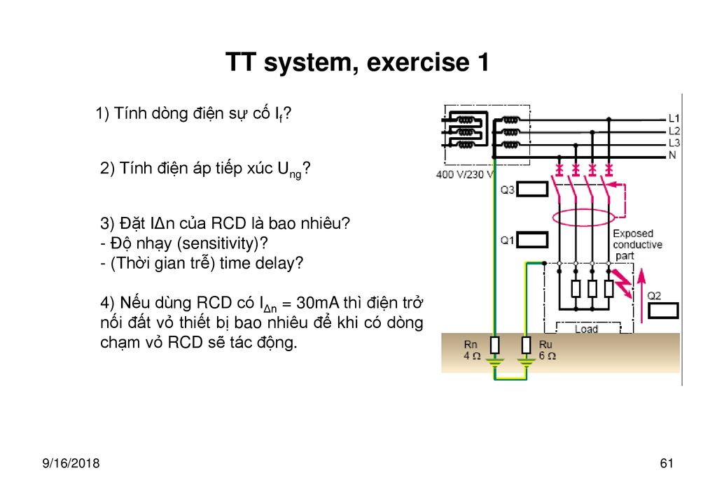 TT system, exercise 1 1) Tính dòng điện sự cố If
