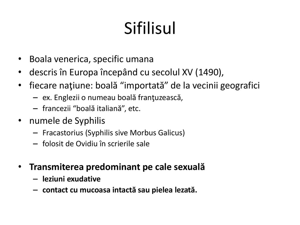 Sifilisul Boala venerica, specific umana