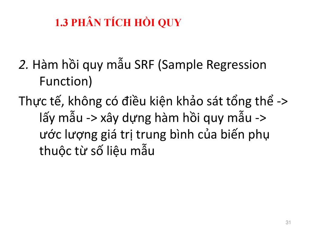2. Hàm hồi quy mẫu SRF (Sample Regression Function)