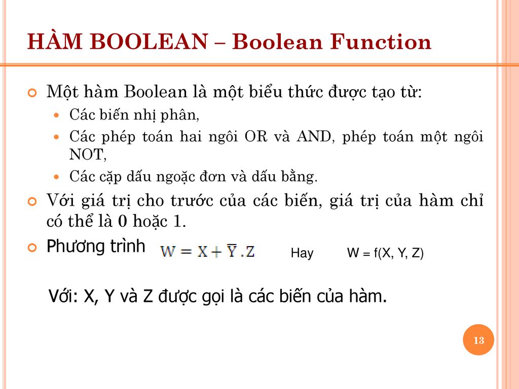 HÀM BOOLEAN – Boolean Function