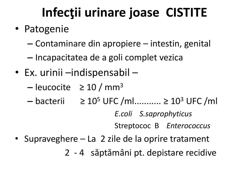 Infecţii urinare joase CISTITE
