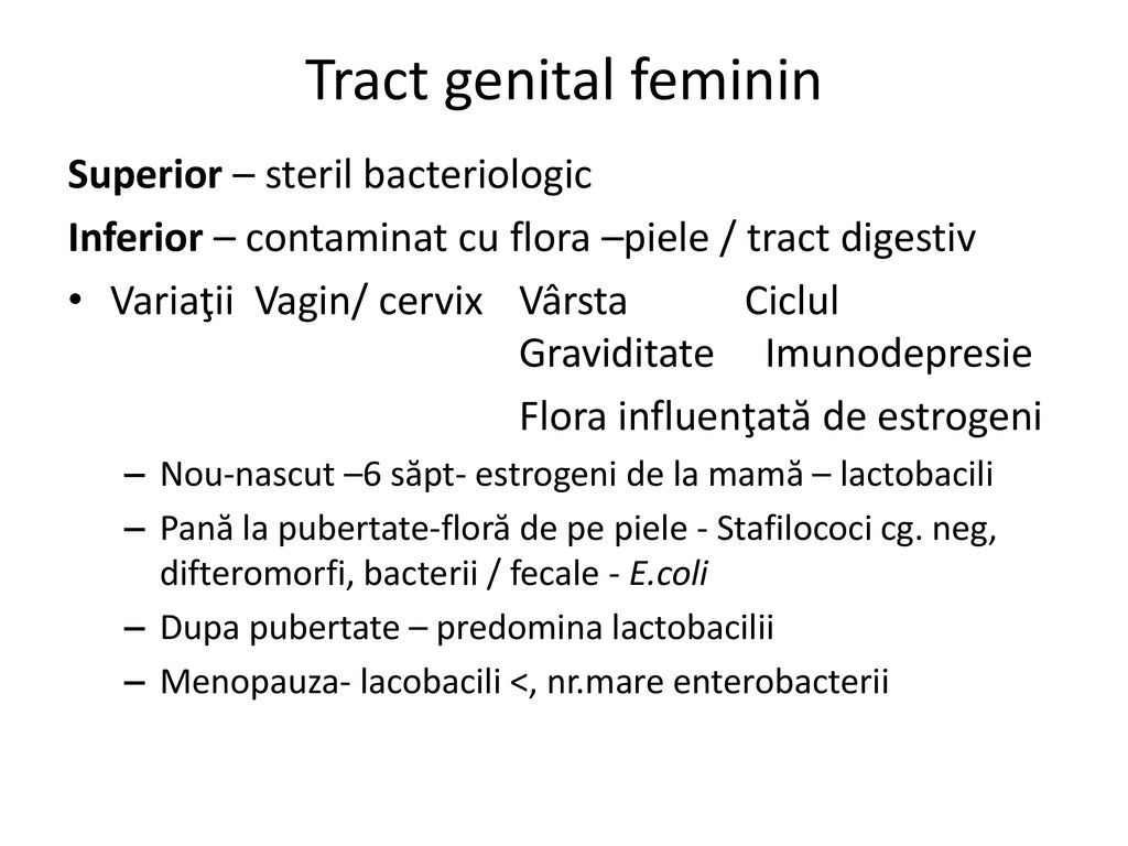 Tract genital feminin Superior – steril bacteriologic