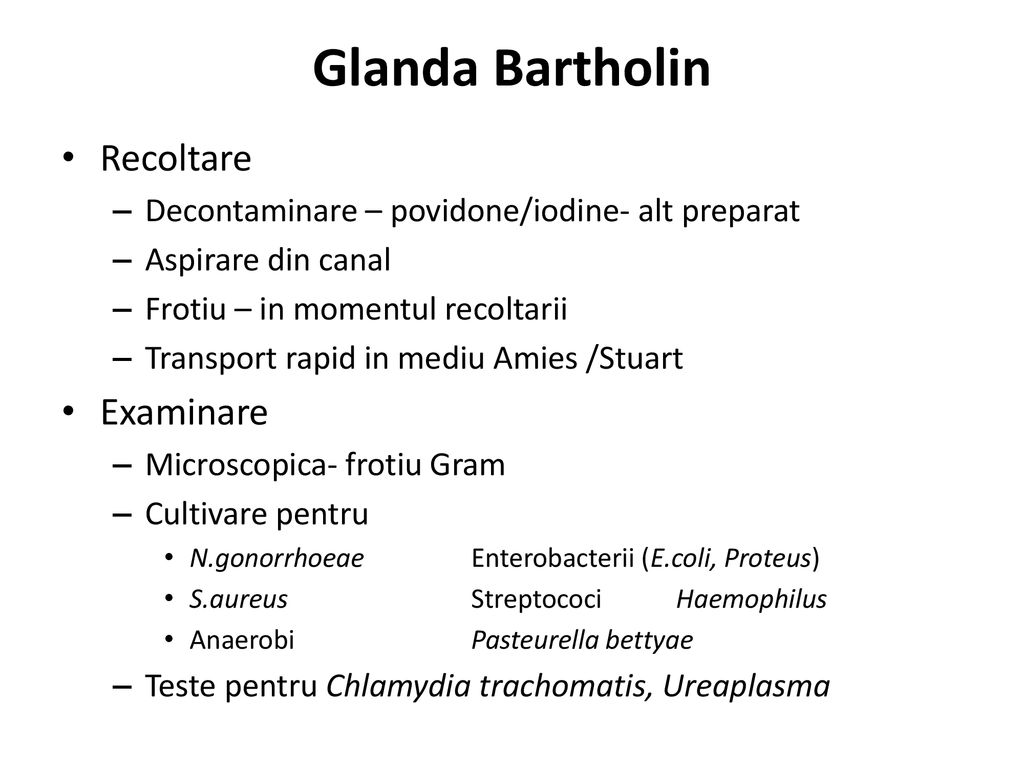Glanda Bartholin Recoltare Examinare