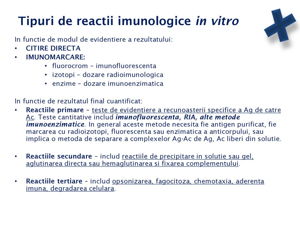 Tipuri de reactii imunologice in vitro