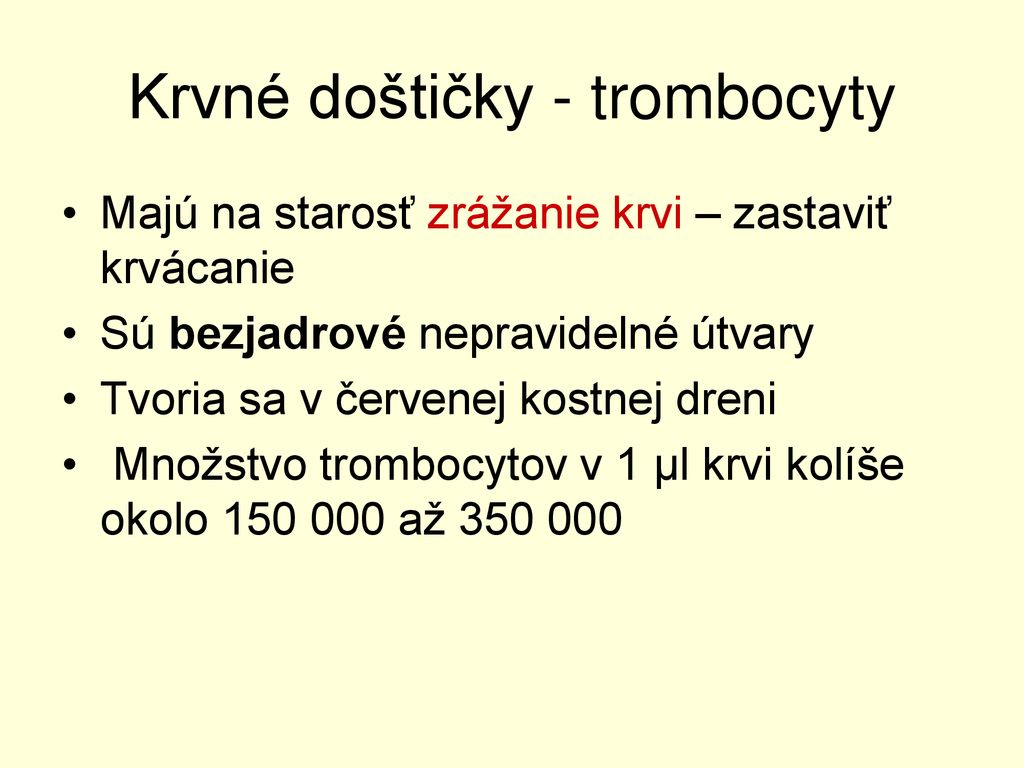 Krvné doštičky - trombocyty