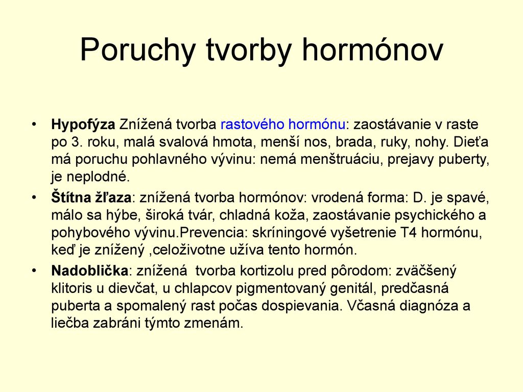 Poruchy tvorby hormónov
