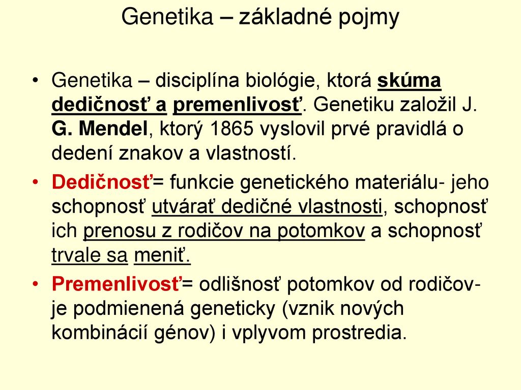 Genetika – základné pojmy