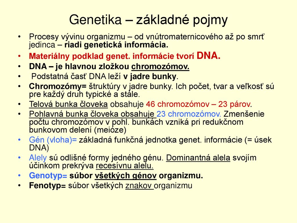 Genetika – základné pojmy