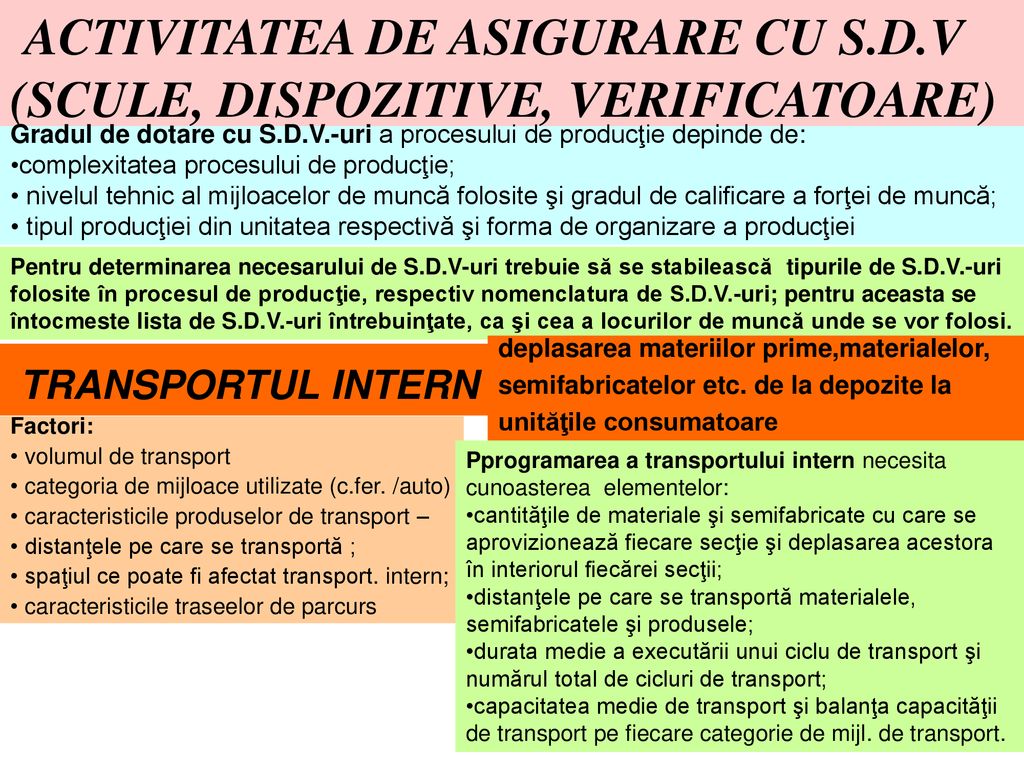 ACTIVITATEA DE ASIGURARE CU S.D.V (SCULE, DISPOZITIVE, VERIFICATOARE)