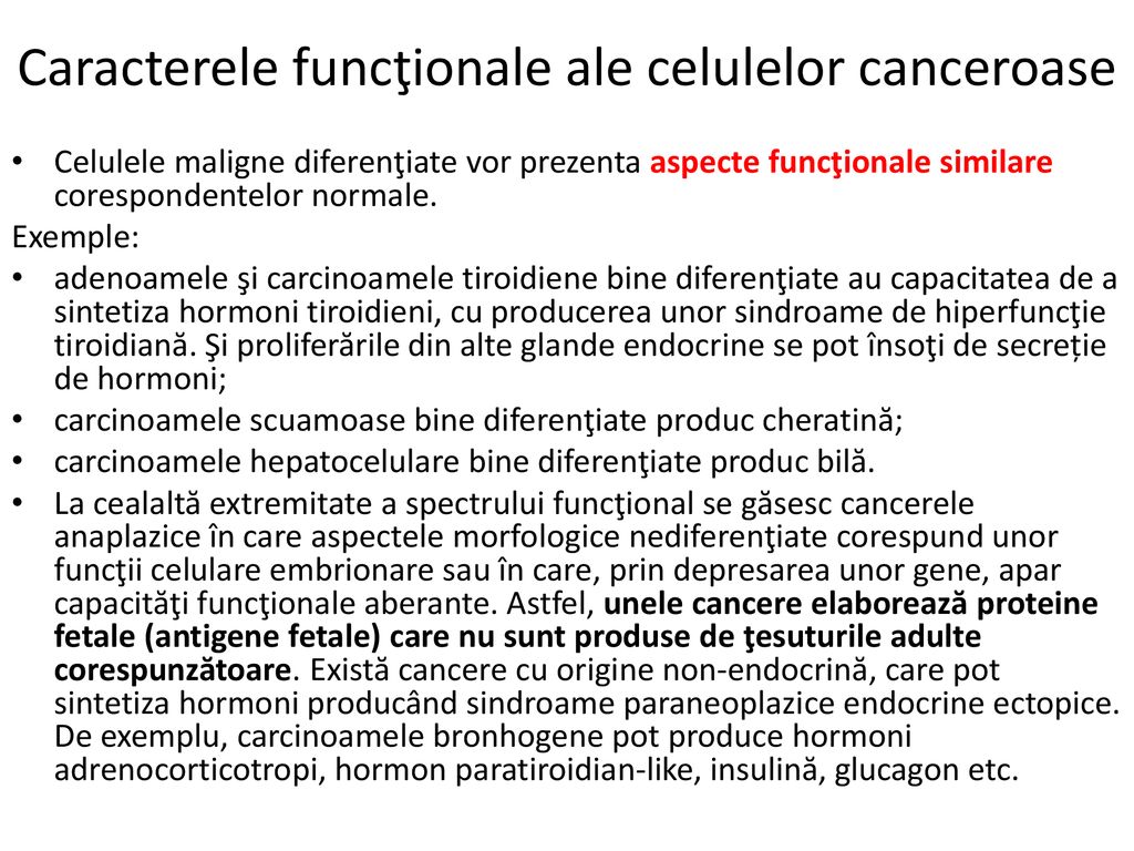 Caracterele funcţionale ale celulelor canceroase