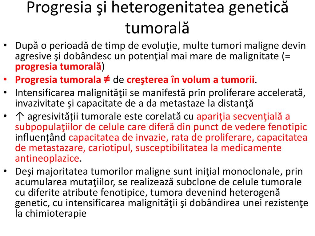 Progresia şi heterogenitatea genetică tumorală