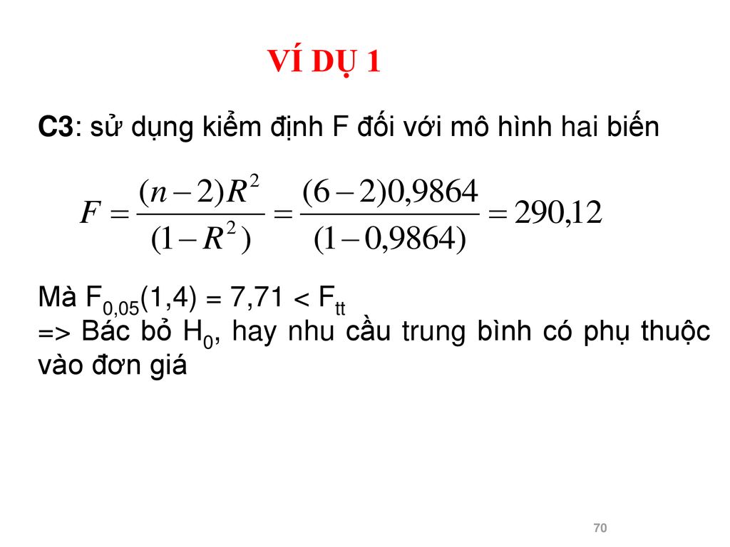 VÍ DỤ 1 C3: sử dụng kiểm định F đối với mô hình hai biến
