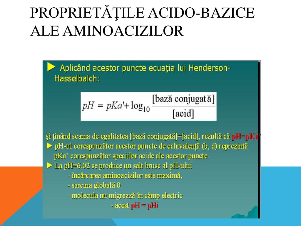 Proprietăţile acido-bazice ale aminoacizilor