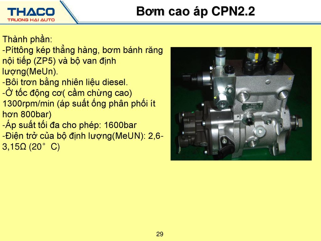 Bơm cao áp CPN2.2 Thành phần: