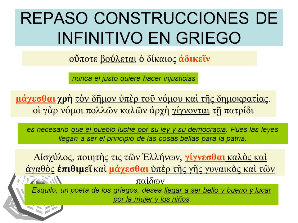 REPASO CONSTRUCCIONES DE INFINITIVO EN GRIEGO
