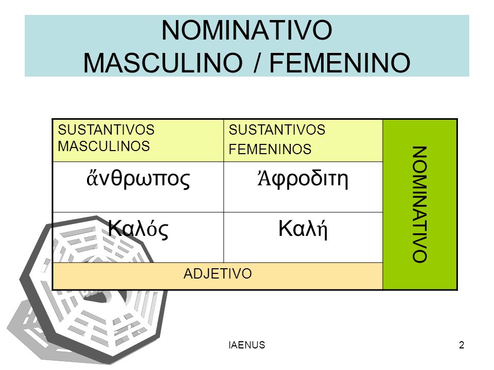 NOMINATIVO MASCULINO / FEMENINO