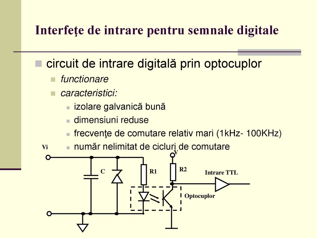 Interfeţe de intrare pentru semnale digitale