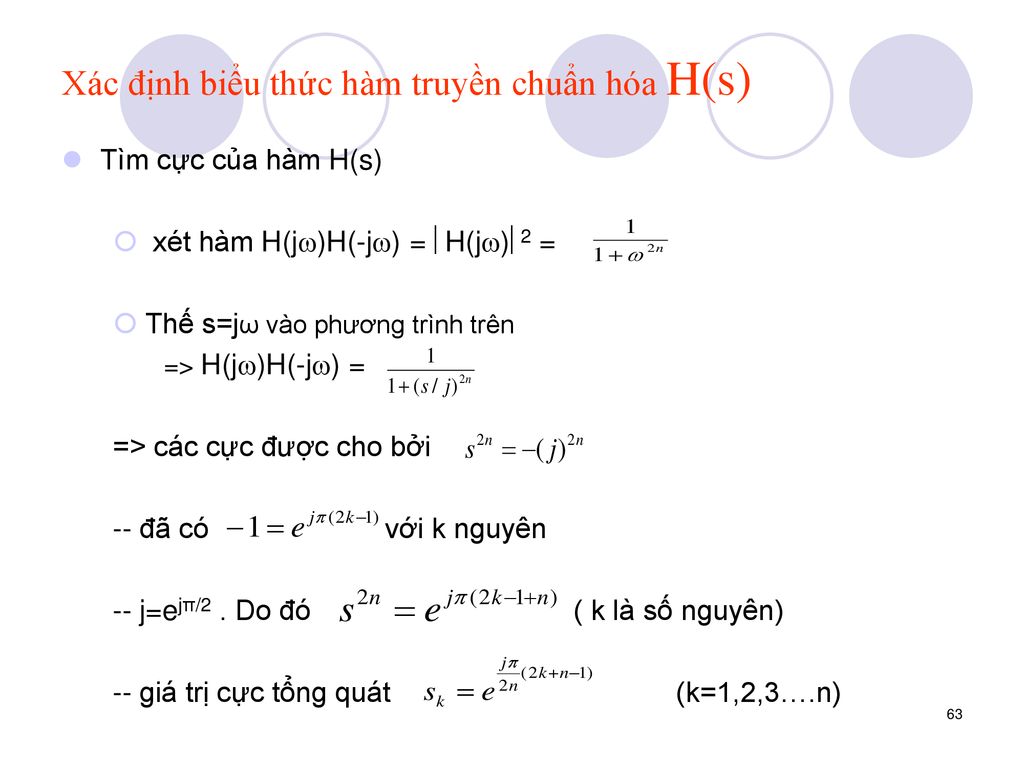 Xác định biểu thức hàm truyền chuẩn hóa H(s)