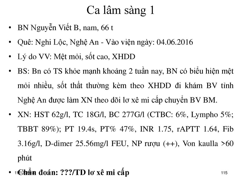 Ca lâm sàng 1 BN Nguyễn Viết B, nam, 66 t
