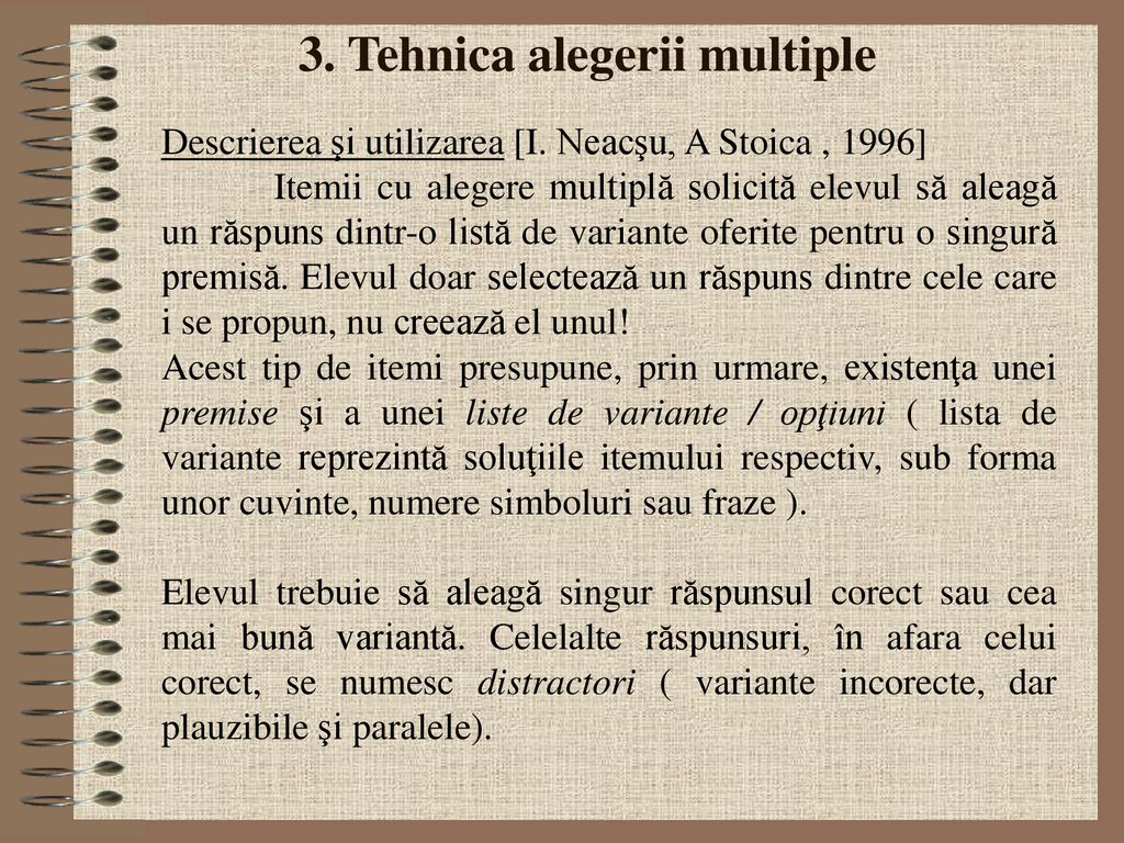 3. Tehnica alegerii multiple