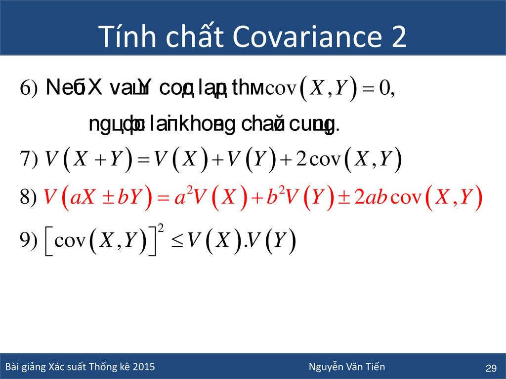 Tính chất Covariance 2