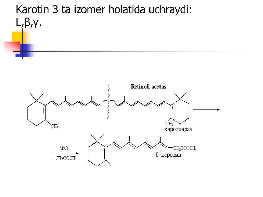 Karotin 3 ta izomer holatida uchraydi: L,β,γ.