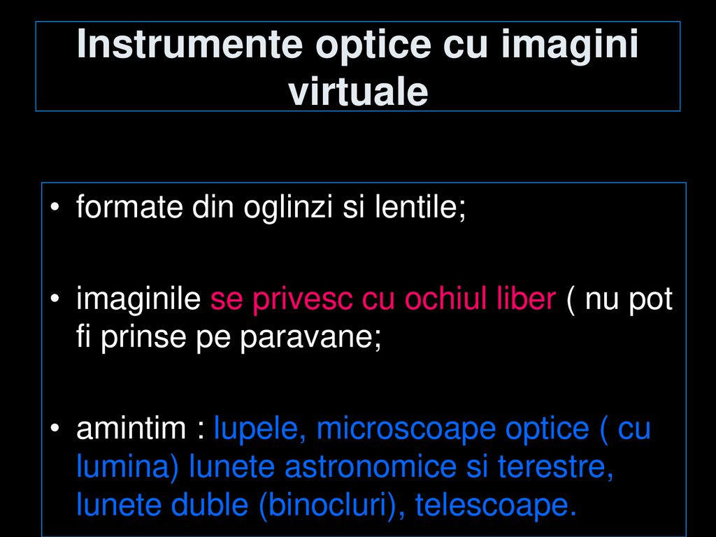 Instrumente optice cu imagini virtuale