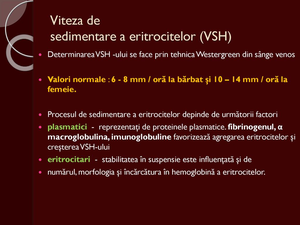 viteza de sedimentare a eritrocitelor pentru prostatită)