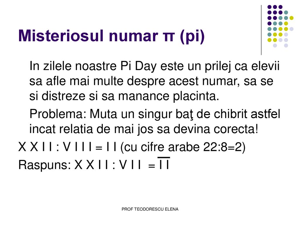Misteriosul numar π (pi)