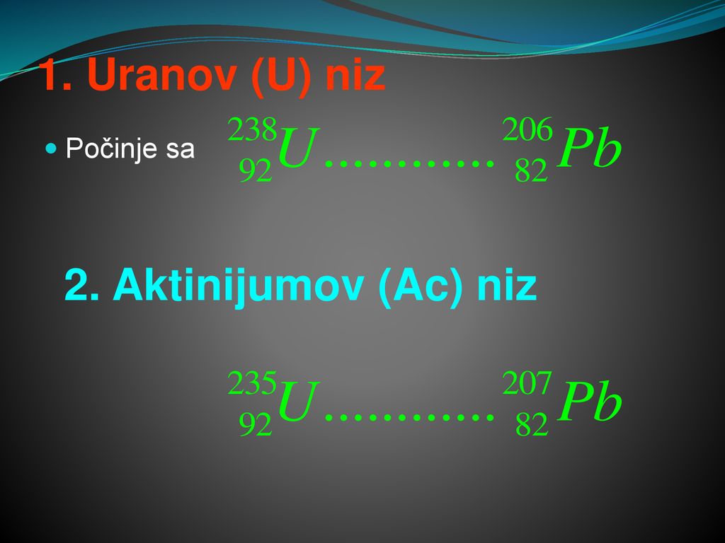 1. Uranov (U) niz Počinje sa 2. Aktinijumov (Ac) niz