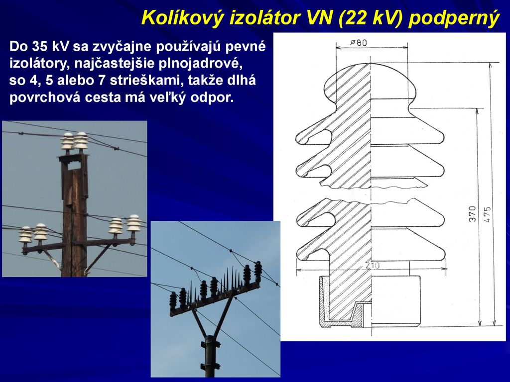 Kolíkový izolátor VN (22 kV) podperný