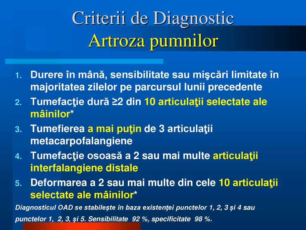 artroza deformantă a articulațiilor metacarpofalangiene)