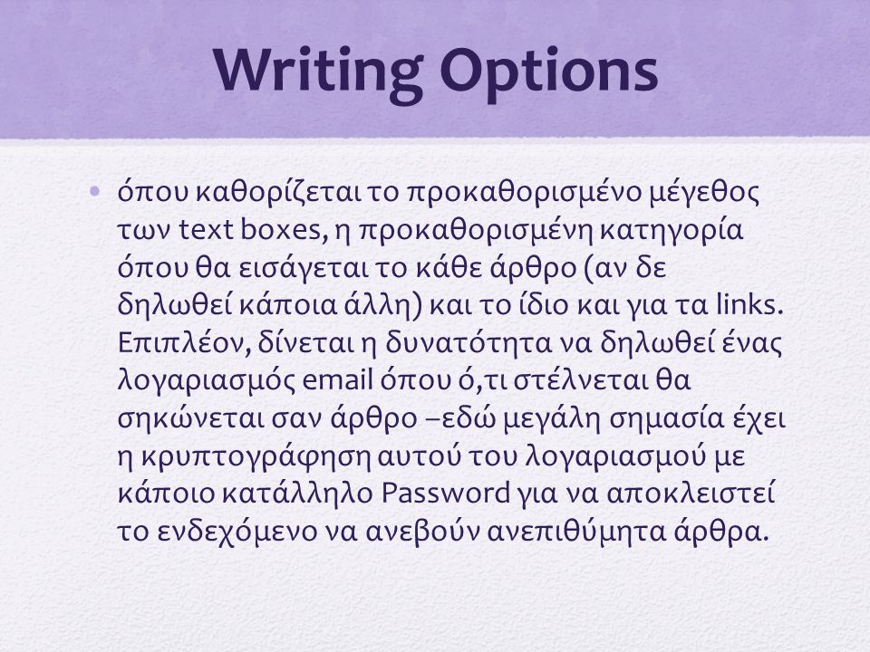 Writing Options