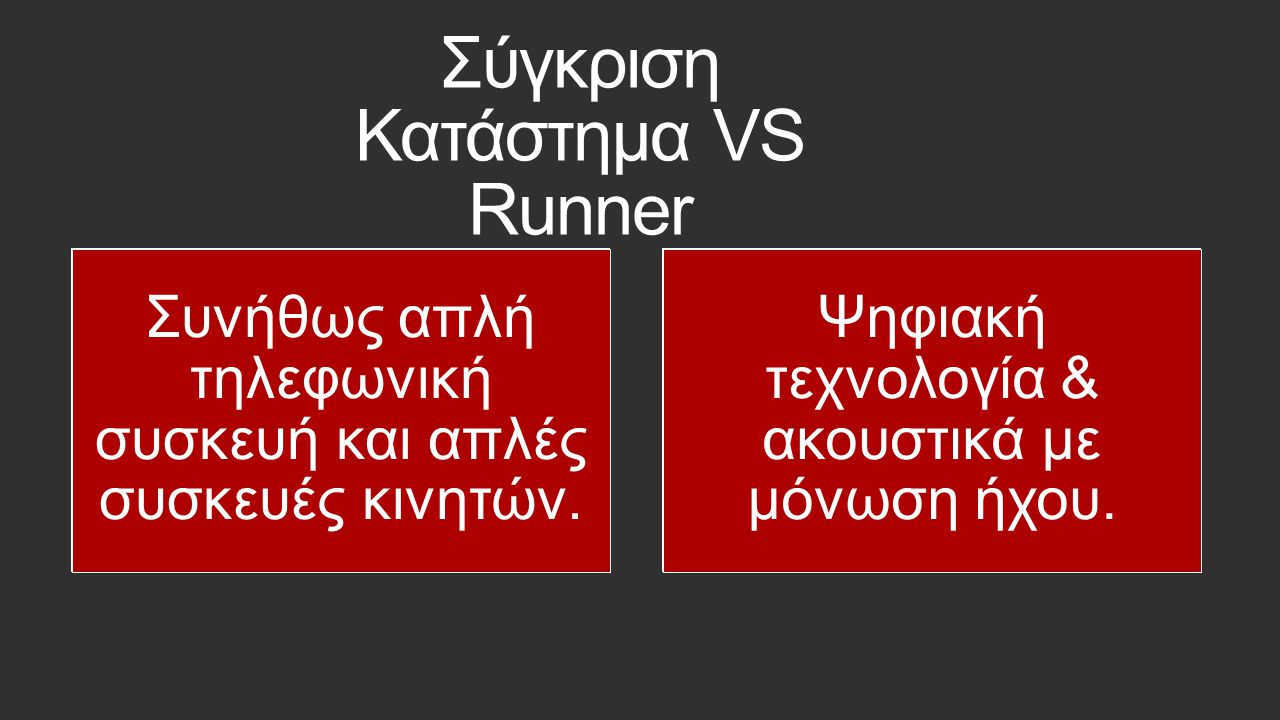 Σύγκριση Κατάστημα VS Runner