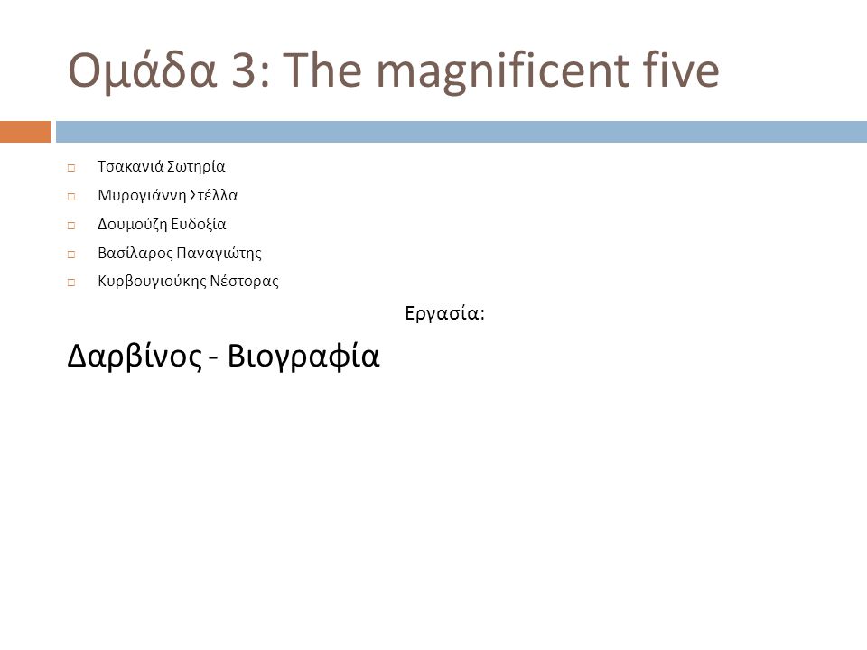 Ομάδα 3: The magnificent five