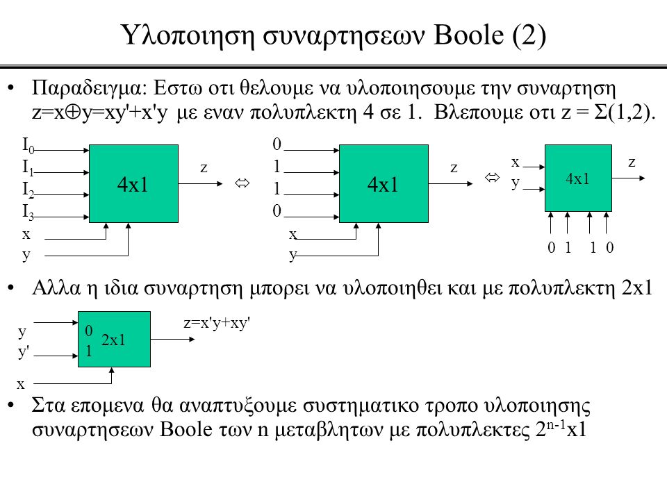 Υλοποιηση συναρτησεων Boole (2)