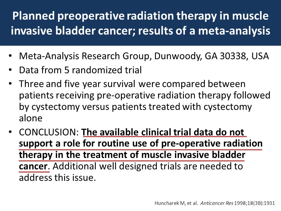 Planned preoperative radiation therapy in muscle invasive bladder cancer; results of a meta-analysis