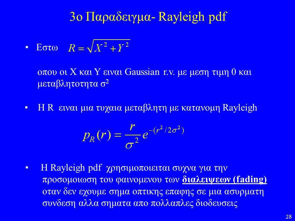 3ο Παραδειγμα- Rayleigh pdf